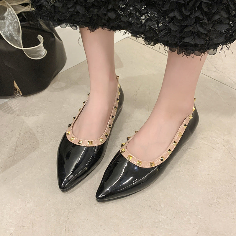 Damen spitze Ballerina Schuhe mit Nieten-Details EB