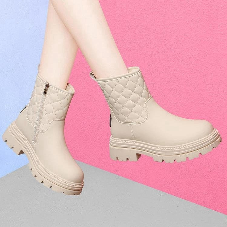 Damen Gefütterte Winterstiefel mit modischem Reißverschluss und rutschfester Sohle EB