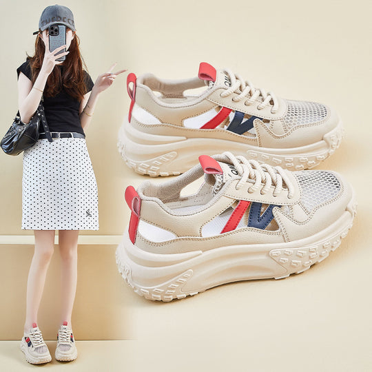 Damen Sportliche Chunky Sneakers mit atmungsaktiver Mesh-Oberfläche und rutschfester Sohle EB