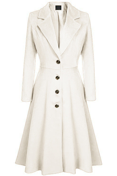 Damen eleganter Trenchcoat mit strukturiertem Fleece und kunstvollen Knopfdetails EB