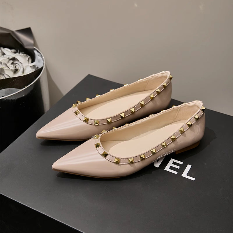 Damen schicke Ballerinas mit glamourösen Nietenverzierungen EB