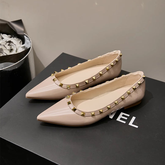 Damen schicke Ballerinas mit glamourösen Nietenverzierungen EB