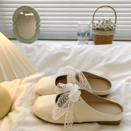 Damen elegante Mules mit dekorativer Schleifenverzierung EB