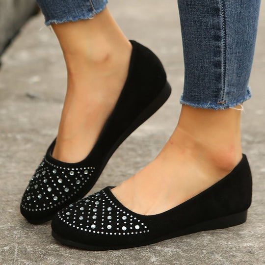 Damen Elegante Ballerinas mit Funkelndem Strass-Detail und Komfortabler Sohle EB