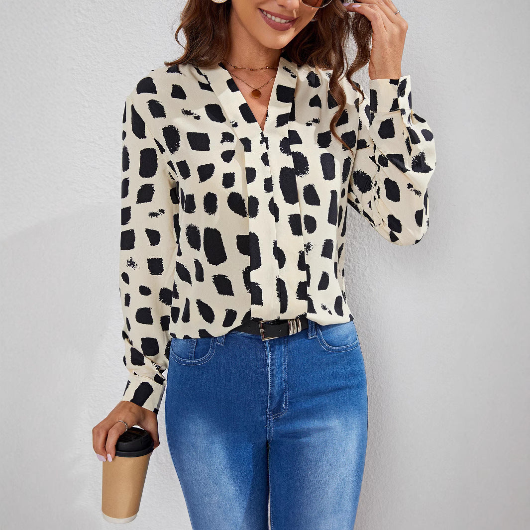 Damen Trendige Bluse mit künstlerischem Muster EB