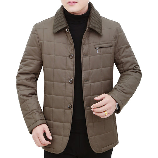 Herren Steppjacke mit Boxsteppung, Cordkragen und Brust-Reißverschlusstasche EB