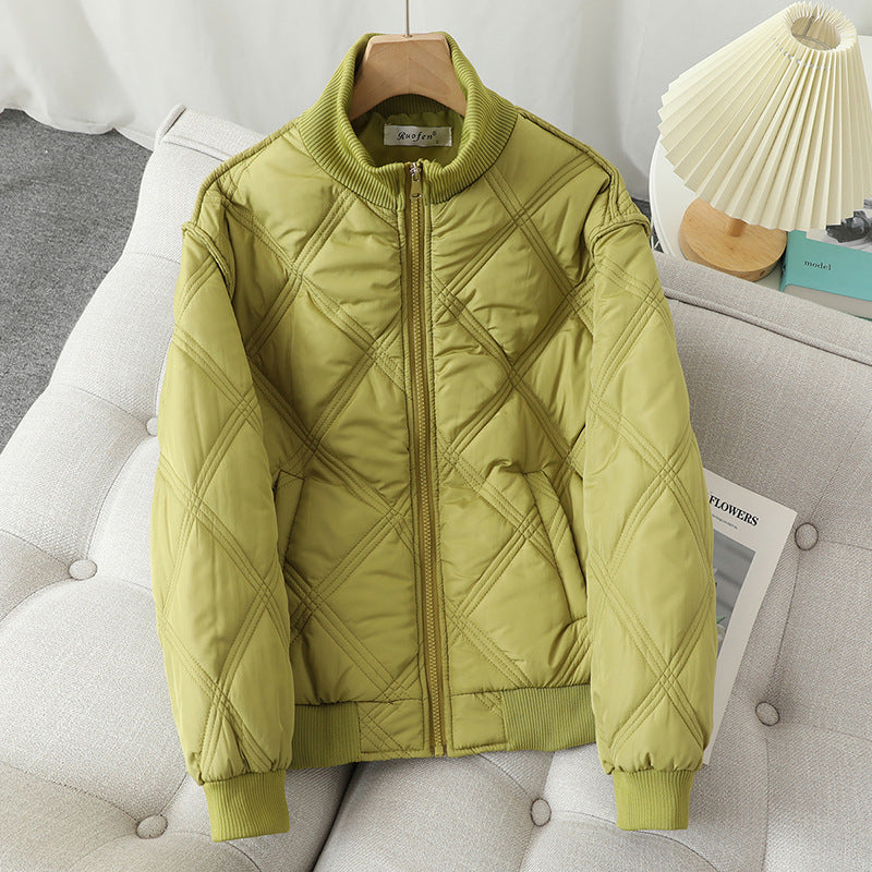 Damen gesteppte Übergangsjacke mit hohem Kragen und elastischen Bündchen EB