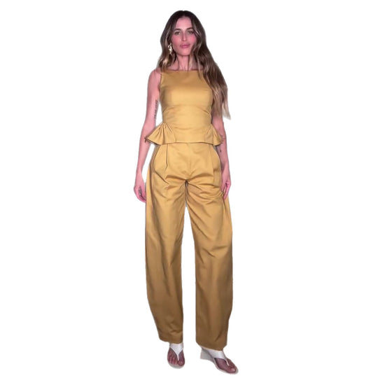 Damen Elegantes Jumpsuit mit peplum Detail und weitem Bein EB