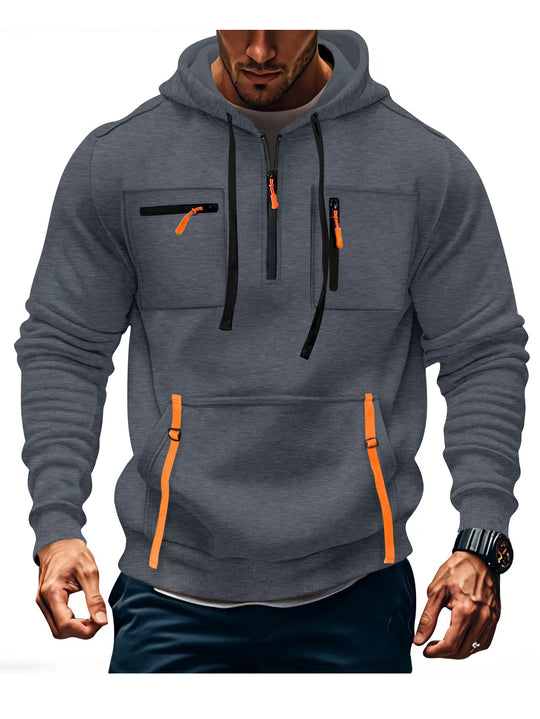 Herren modischer Kapuzenpullover mit funktionalen Reißverschlusstaschen EB