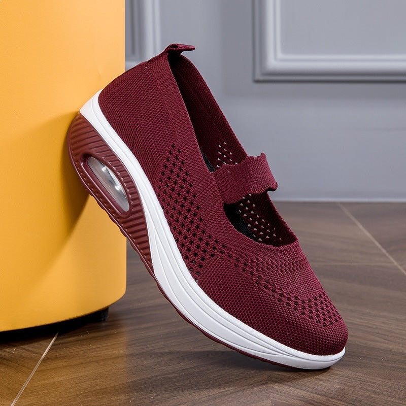 Damen atmungsaktive Slip-On Sneakers mit elastischem Riemen EB