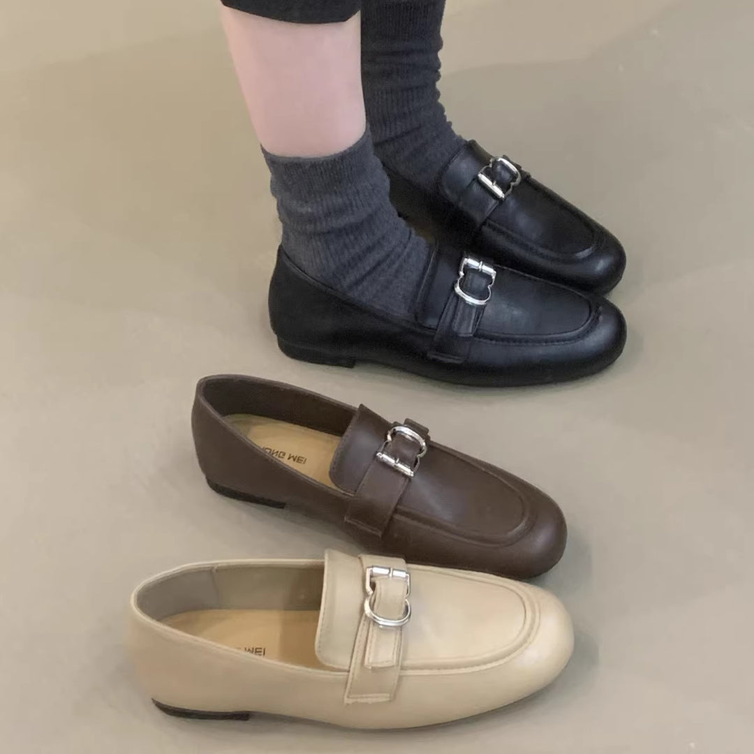 Damen elegante Mokassins mit dekorativem Schnallenverschluss EB