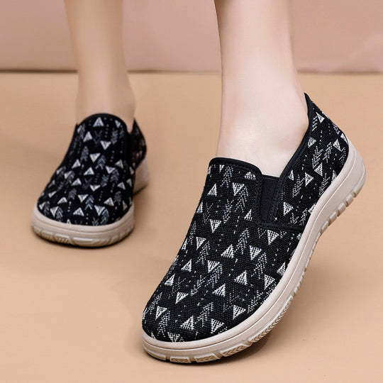 Damen Bequeme Slip-On Schuhe mit farbenfrohem Muster EB