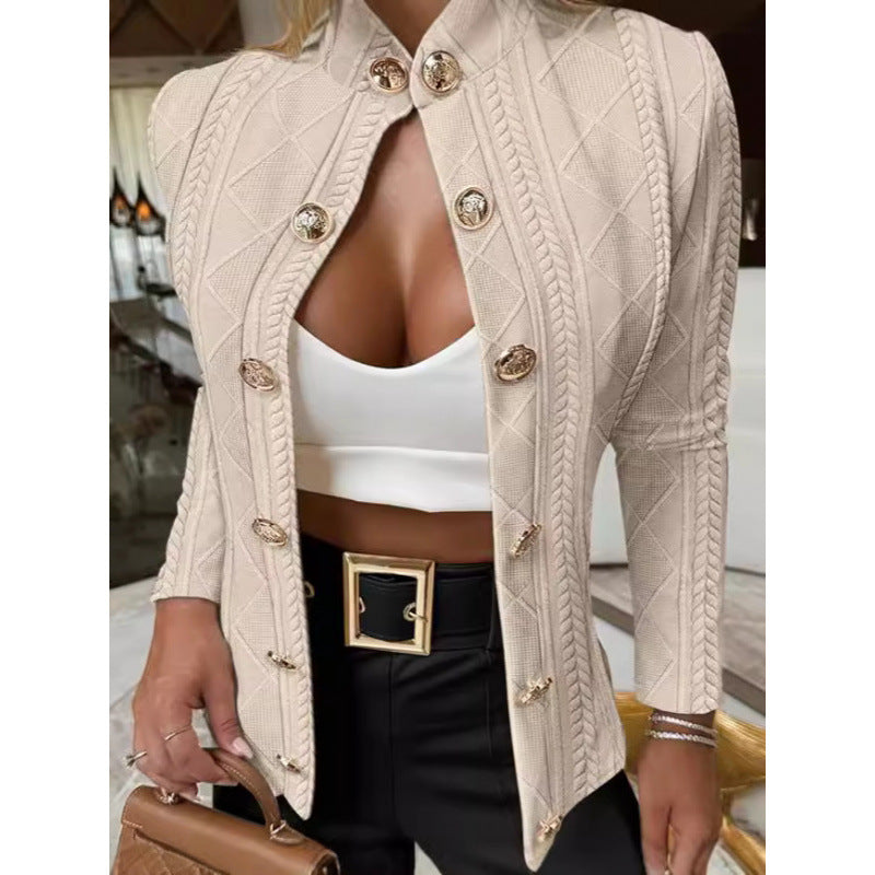 Damen Elegante und modische Strickjacke mit dekorativen Knöpfen EB