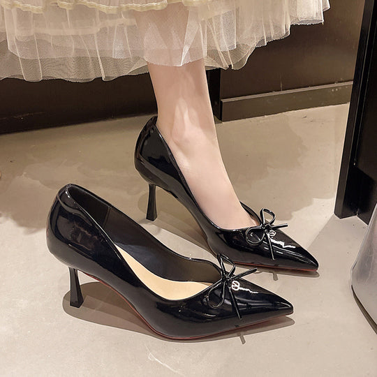 Damen stilvolle und elegante spitze Pumps mit Schleifen-Detail EB
