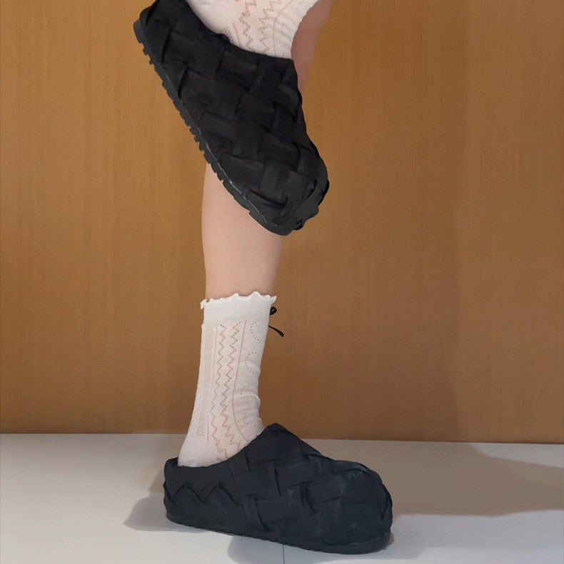 Damen Komfortable Clogs mit geflochtenem Obermaterial EB