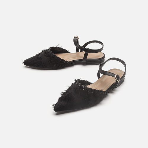 Damen Elegante Sling-Ballerinas mit feiner Fransenverzierung EB
