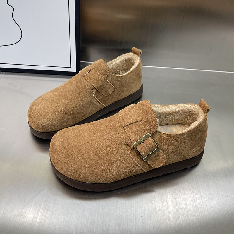Damen Komfortable Clogs aus weichem Wildleder mit kuscheligem Innenfutter EB