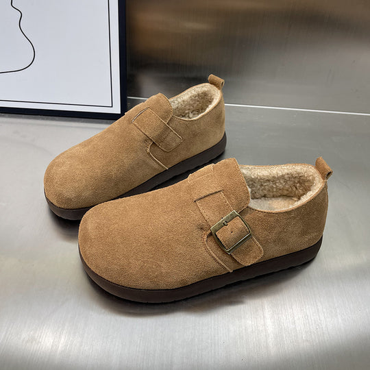 Damen Komfortable Clogs aus weichem Wildleder mit kuscheligem Innenfutter EB