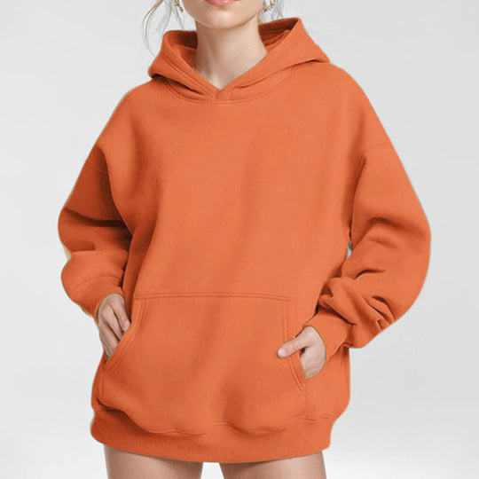 Damen nan extraweites Boxy-Kapuzenpullover mit tiefer Schulterpassform, Känguru-Eingrifftasche und angerauter Innenseite EB