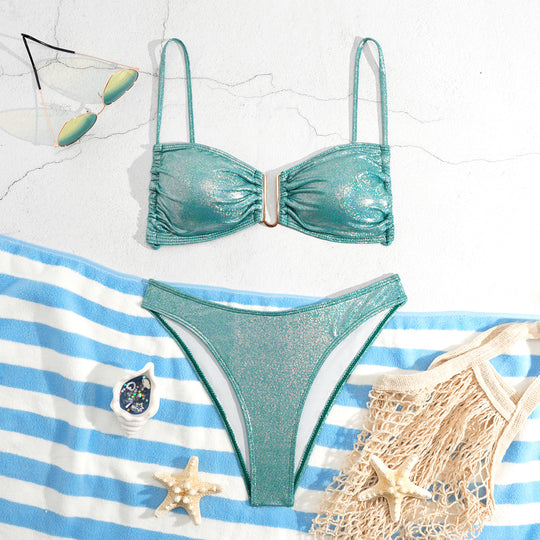 Damen Glänzender Bikini mit feinen Trägern EB