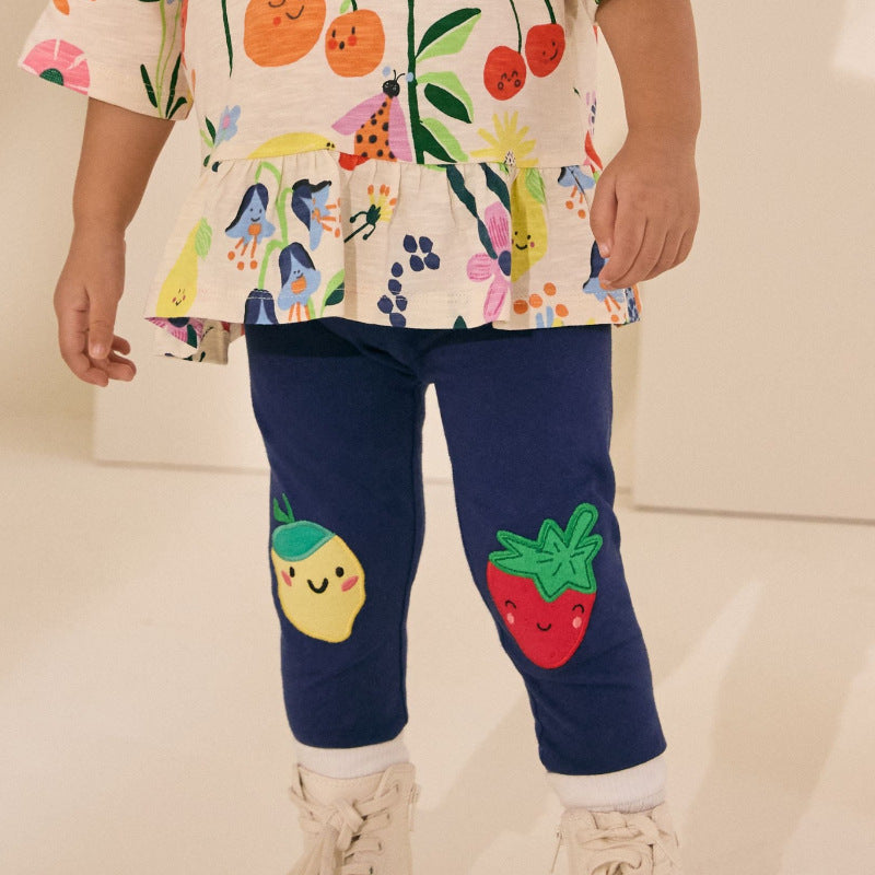 Mädchen Leggings mit fröhlichen Obst-Applikationen EB