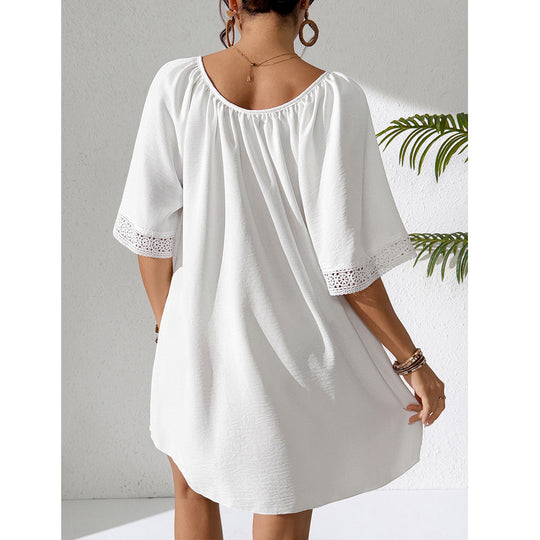 Damen luftiges Strandkleid mit verzierten Ärmeln EB