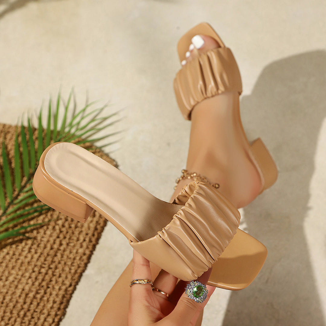 Damen Komfortable und elegante Mules mit Rüschendetails EB