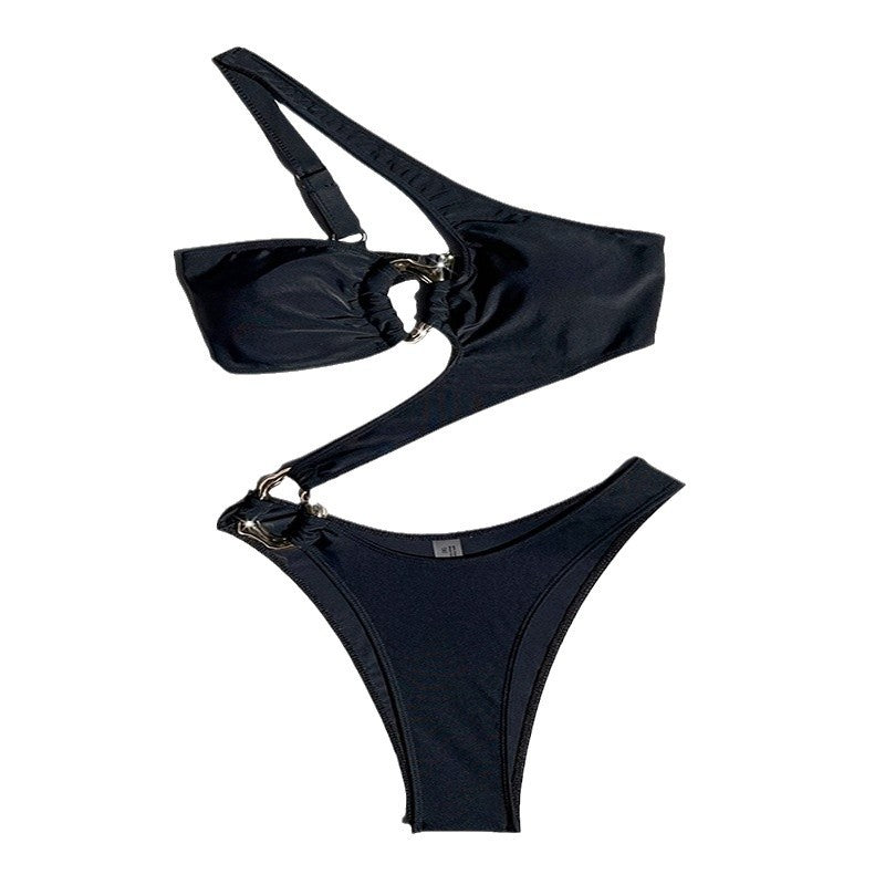 Damen Triangel-Bikini mit asymmetrischem Design und verstellbaren Trägern EB