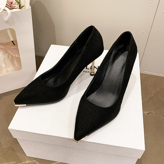 Damen elegante spitze Pumps mit metallic Akzent EB