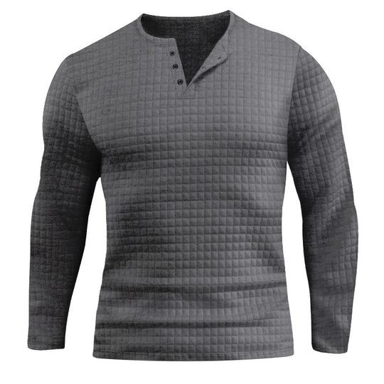 Herren Langarmshirt mit strukturiertem Design und modischem Knopfverschluss EB