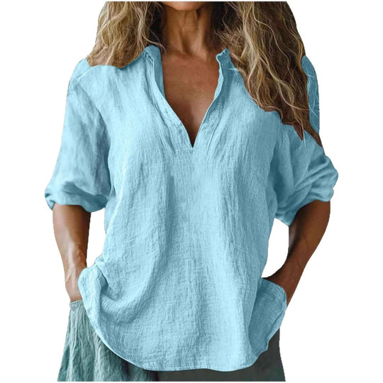 Damen lässige Leinenbluse EB