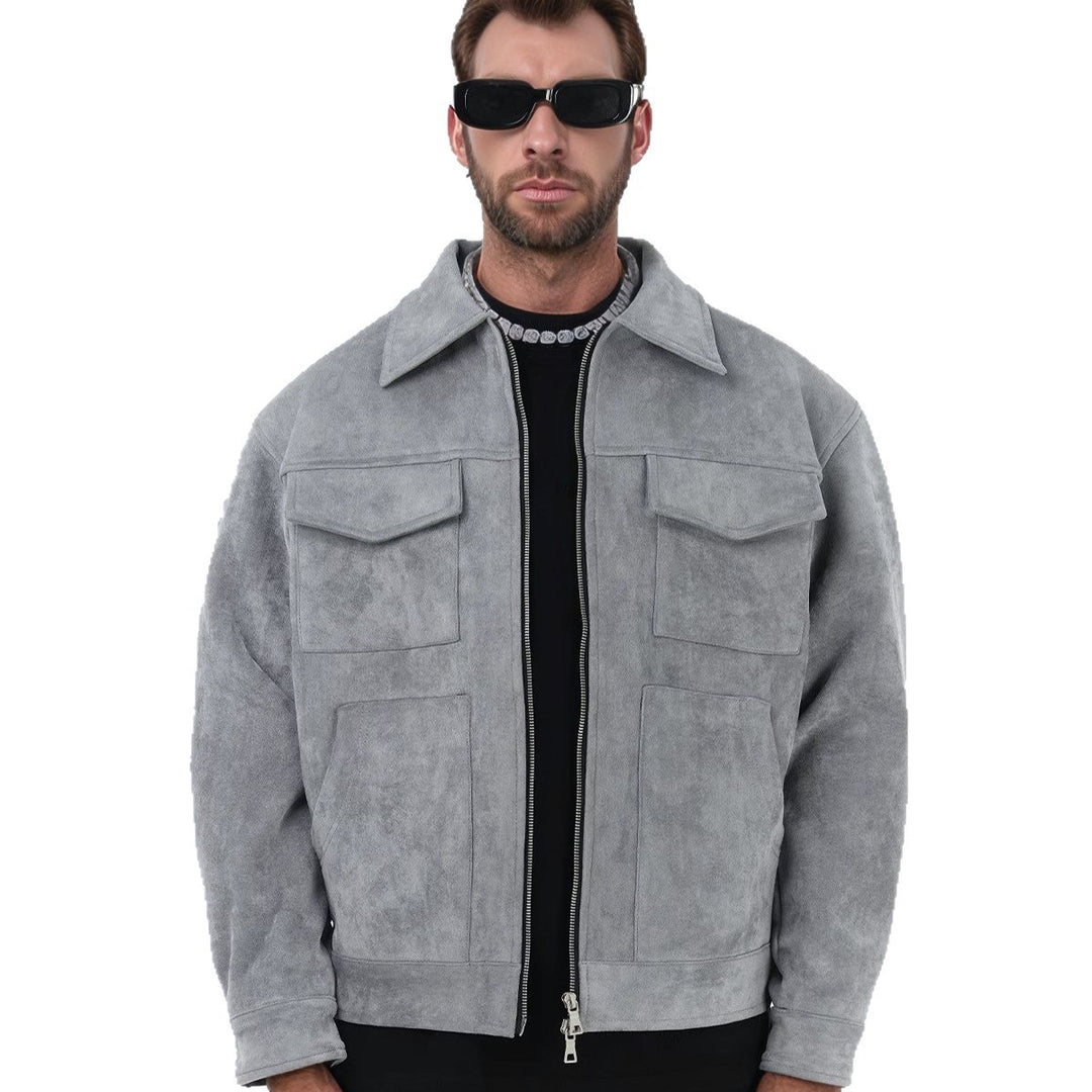Herren modische Wildlederjacke mit praktischen Taschen EB