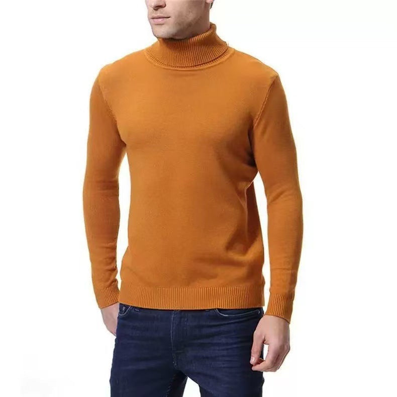 Herren nan schlanker Feinstrick-Rollkragenpullover aus Merino-Baumwollmix mit Rippenbündchen EB