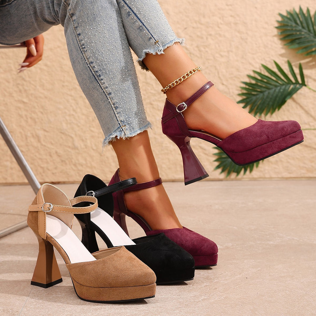 Damen Elegante Plateau-Pumps mit Riemchen EB