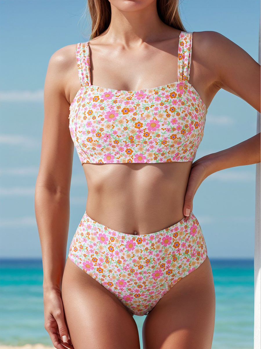 Damen Hochtailliertes Badeset mit floralem Muster EB