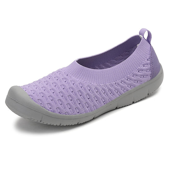 Damen nan atmungsaktiver Strick-Ballerina-Slipper mit verstärkter Zehenkappe elastischem Einstieg und flexibler Profilsohle EB