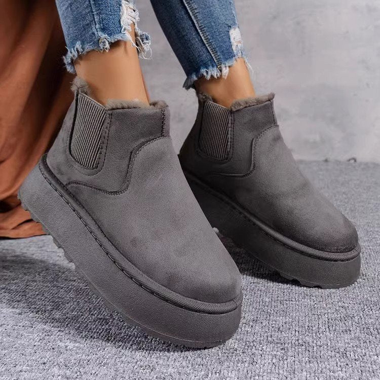 Damen Modische Ankle-Boots mit kuscheligem Futter und rutschfester Sohle EB