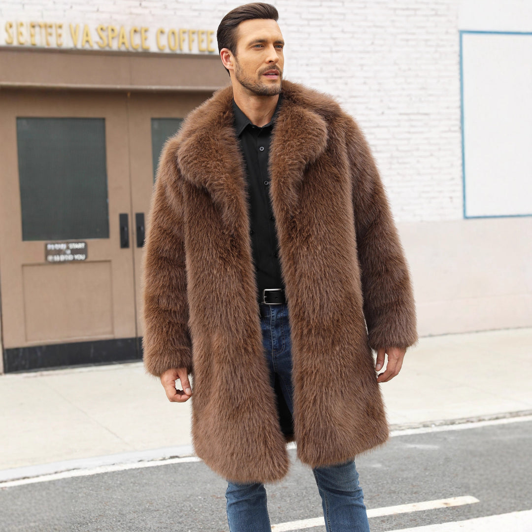 Herren Luxuriöse Kunstpelzjacke mit voluminösem Kragen EB