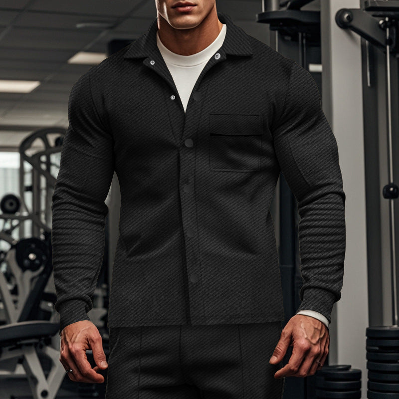 Herren modische Freizeitjacke mit leicht strukturiertem Stoff und praktischer Brusttasche EB
