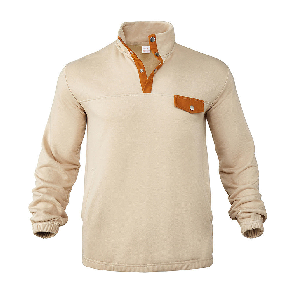 Herren Pullover mit praktischer Knopfleiste und Brusttasche EB