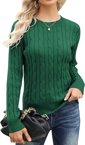 Damen klassischer Strickpullover mit Zopfdesign EB