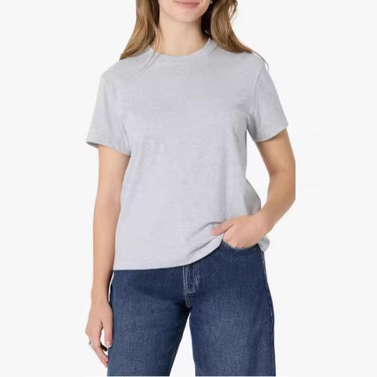 Damen lässiges Kurzarm-T-Shirt aus hochwertiger Baumwolle mit Rundhalsausschnitt EB