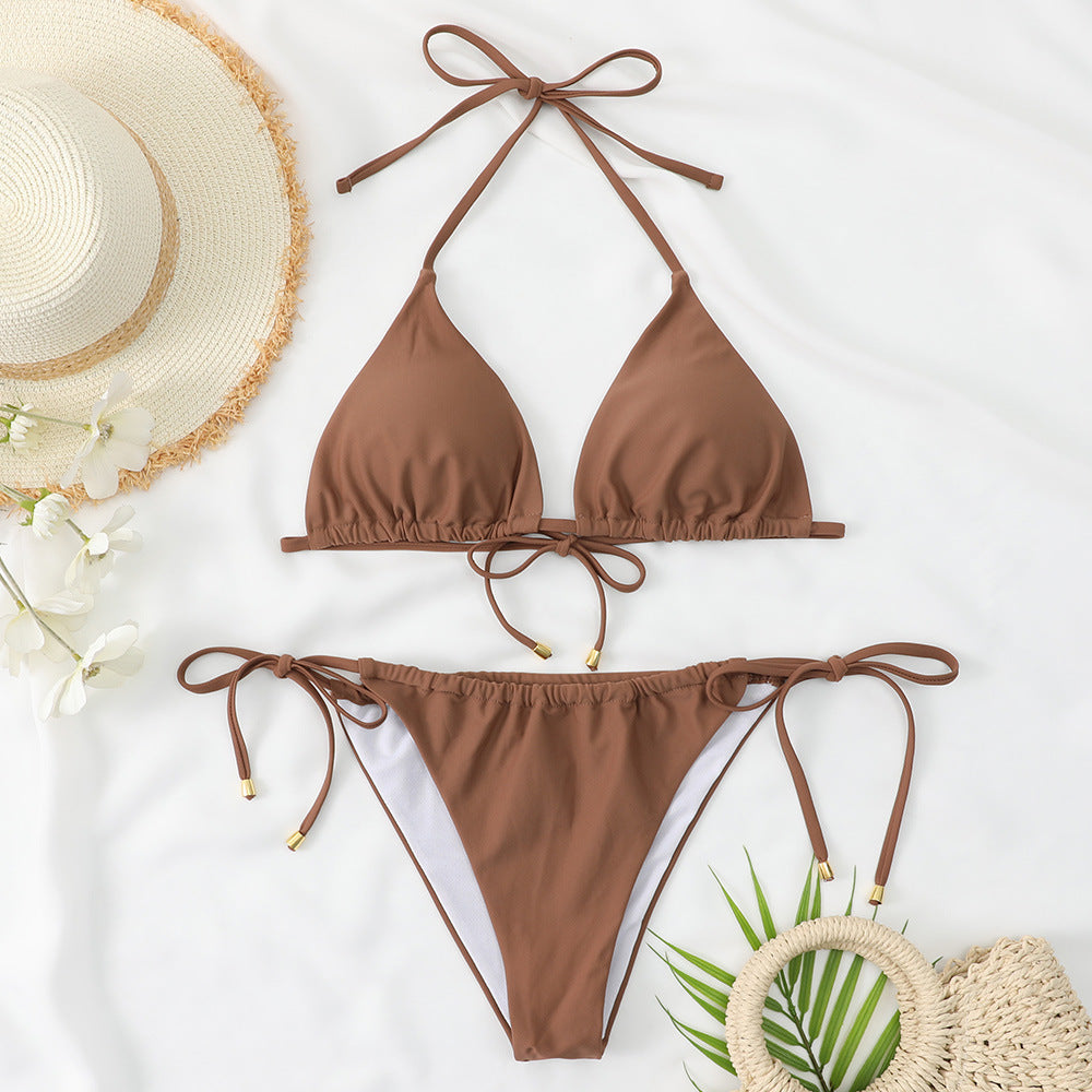 Damen Triangel-Bikini mit verstellbaren Bindebändern und raffinierten Details EB
