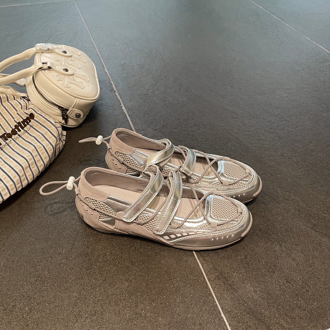 Damen modische Halbschuhe mit praktischem Klettverschluss und atmungsaktiver Mesh-Oberfläche EB