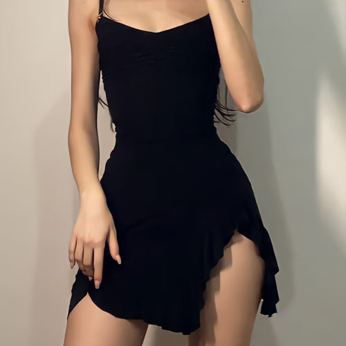 Damen Unterkleid mit verstellbaren Spaghettiträgern und Rüschenabschluss EB
