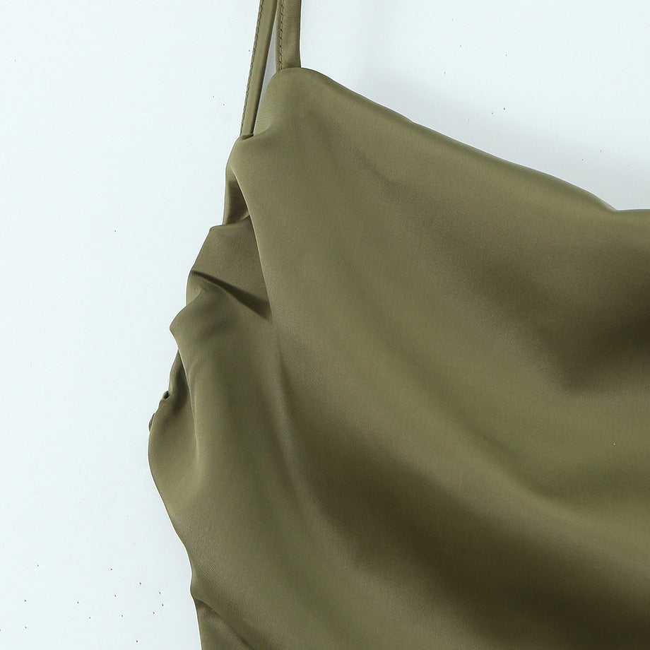 Damen Maxikleid mit elegantem Wasserfallausschnitt und schwingendem Rock EB