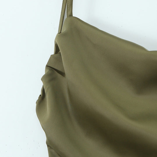 Damen Maxikleid mit elegantem Wasserfallausschnitt und schwingendem Rock EB