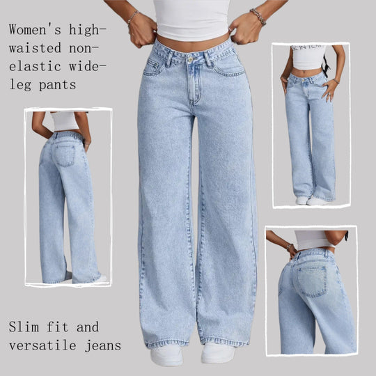 Damen weite Jeanshose im Vintage-Stil EB