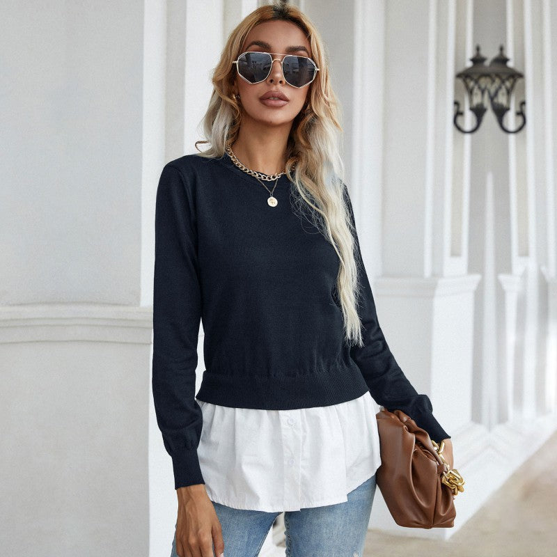 Damen Fashion Pullover mit innovativem Lagen-Look EB