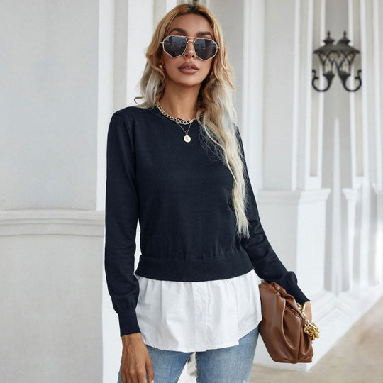 Damen Fashion Pullover mit innovativem Lagen-Look EB